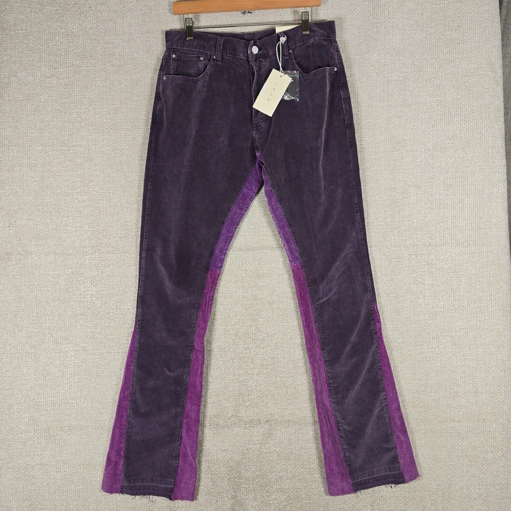 mnml B428 Corduroy Flare Pants Purple Two-Tone Mens 31 Slim Fit Streetwear
